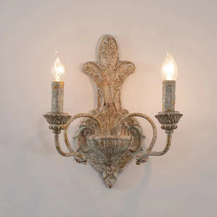 Applique murale double tête en fer antique noir rétro américain vue de face