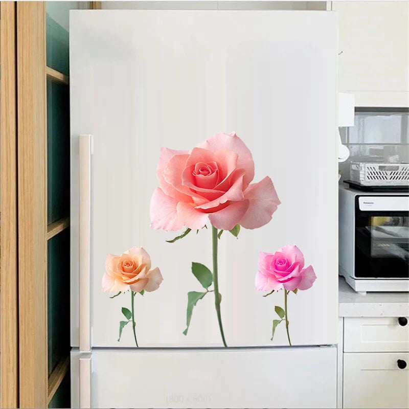 Autocollant mural rose sur mur de chambre