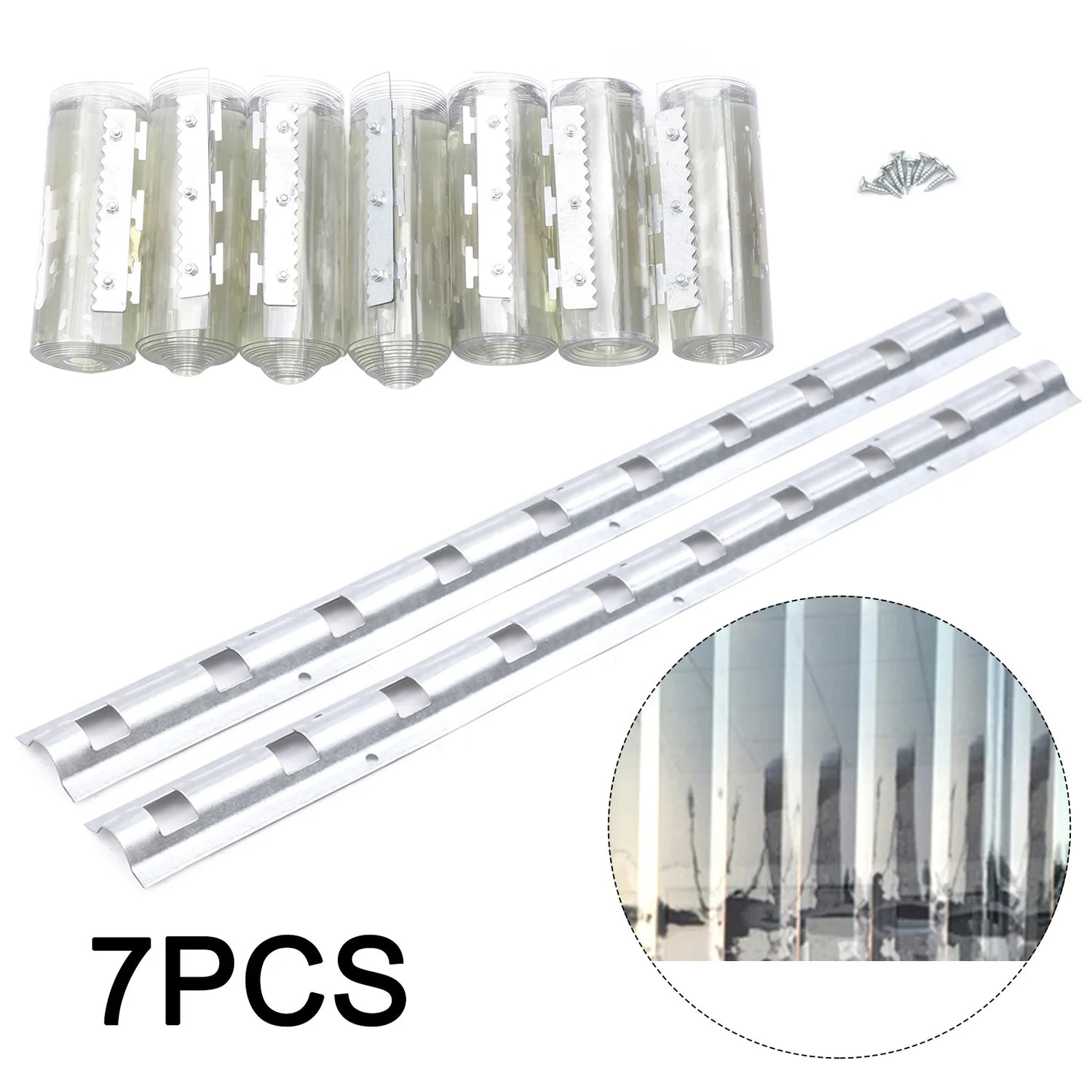 Kit de 7 rideaux en bandes PVC transparent pour porte industrielle