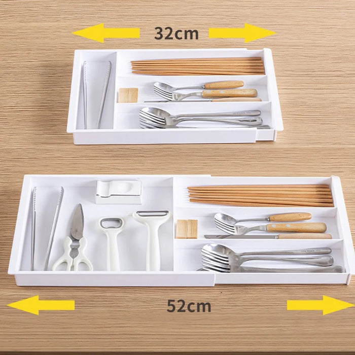 Organisateur de tiroir extensible pour couverts en plastique PP vert clair