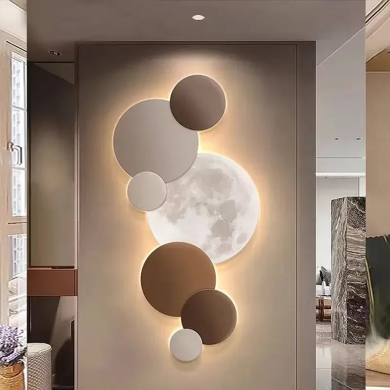 Peinture murale LED 3D blanche illuminant un couloir moderne