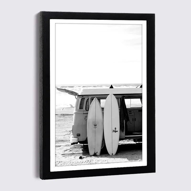 Cadre photo A4 13x18 cm noir avec affiche nordique plage mer