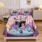 Drap-housse tête de mort floral vue de dessus
