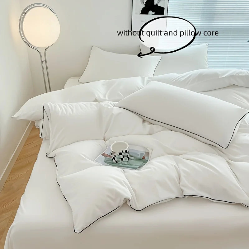 Parure de lit 3 pièces blanche avec housse de couette et taies d'oreiller