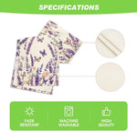 Couverture en coton avec motif papillons et lavande, lavable en machine et résistante aux délavages.