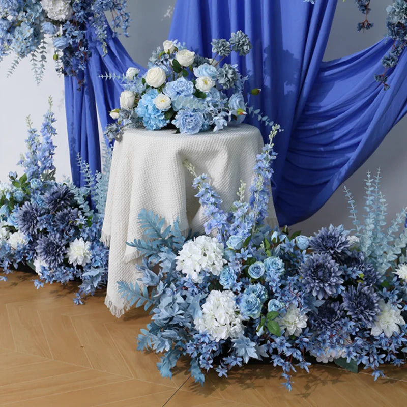 Fleur artificielle bleue hortensia rose pour décoration mariage fond scène