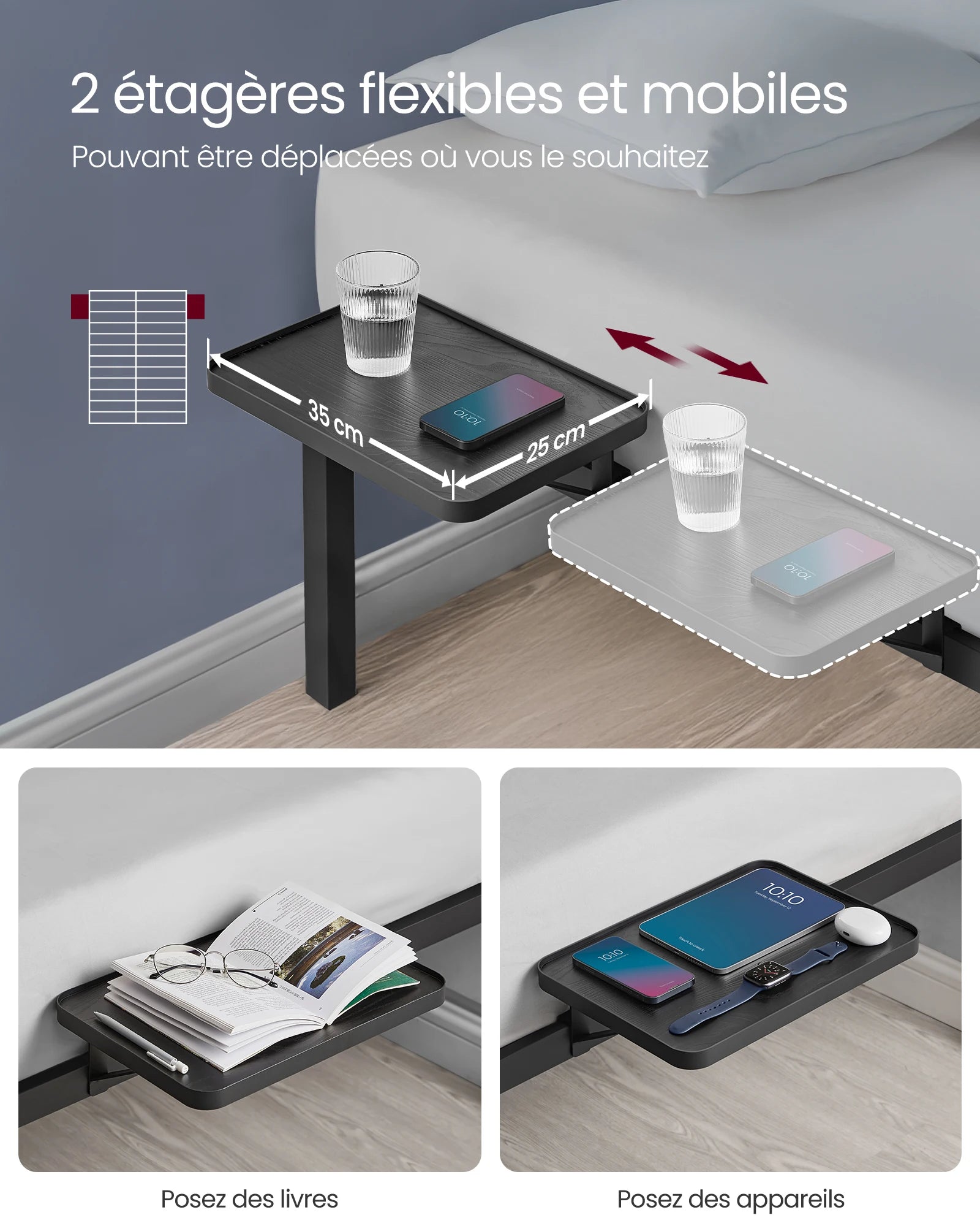 Espace de rangement sous le lit de 41 cm de hauteur