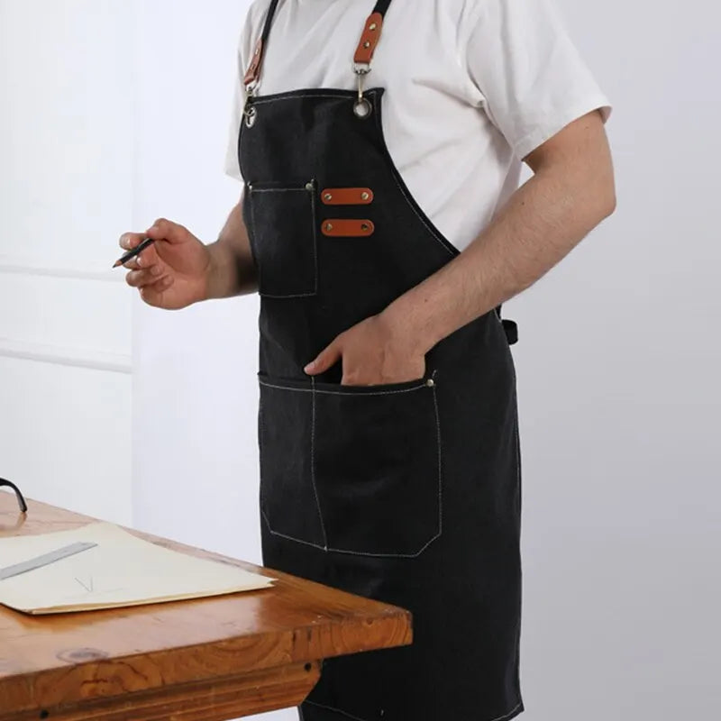 Tablier cuisine imperméable gris foncé détaillé - Ombre Interieur