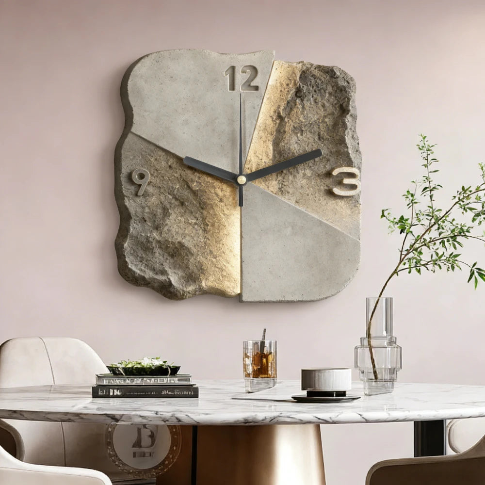 Horloge murale bleue en grès tridimensionnel pour décoration intérieure