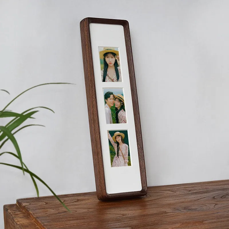 Cadre photo triptyque bois massif bourgogne
