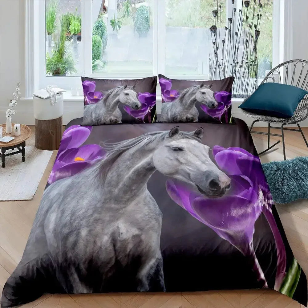 Parure de lit cheval personnalisable polyester