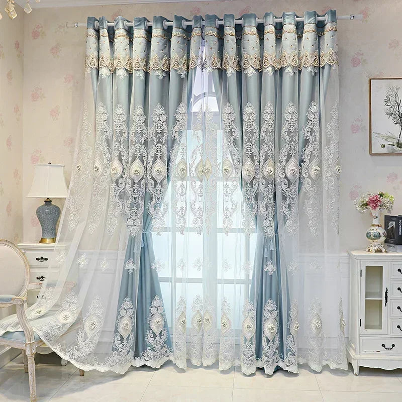 Rideau double couche salon violet personnalisable pour fenêtre plate