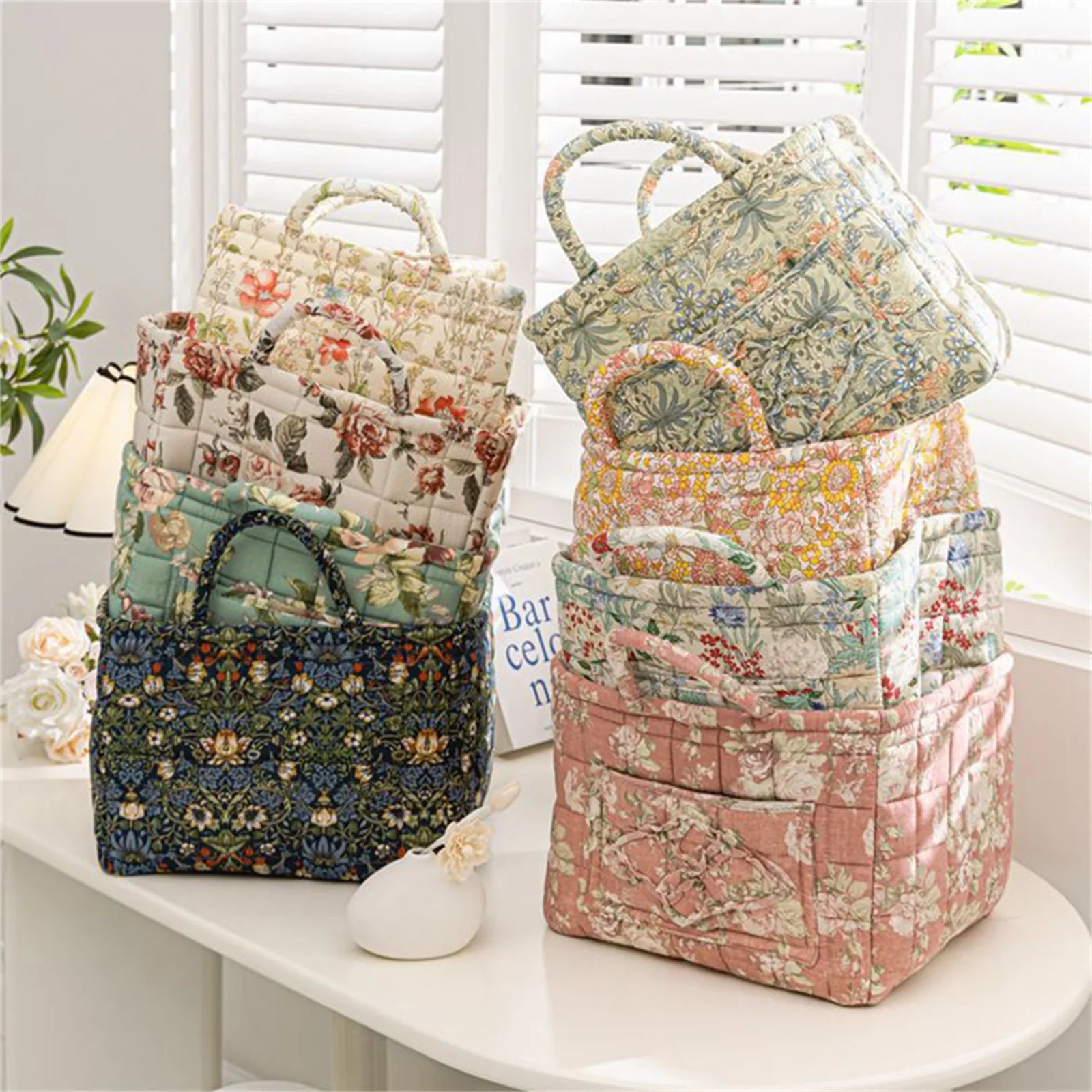 Paniers de rangement en tissu motif floral grande capacité