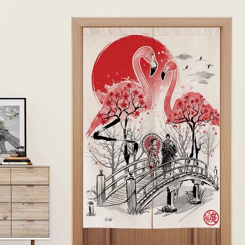 Rideau de porte style Feng Shui dans une chambre zen