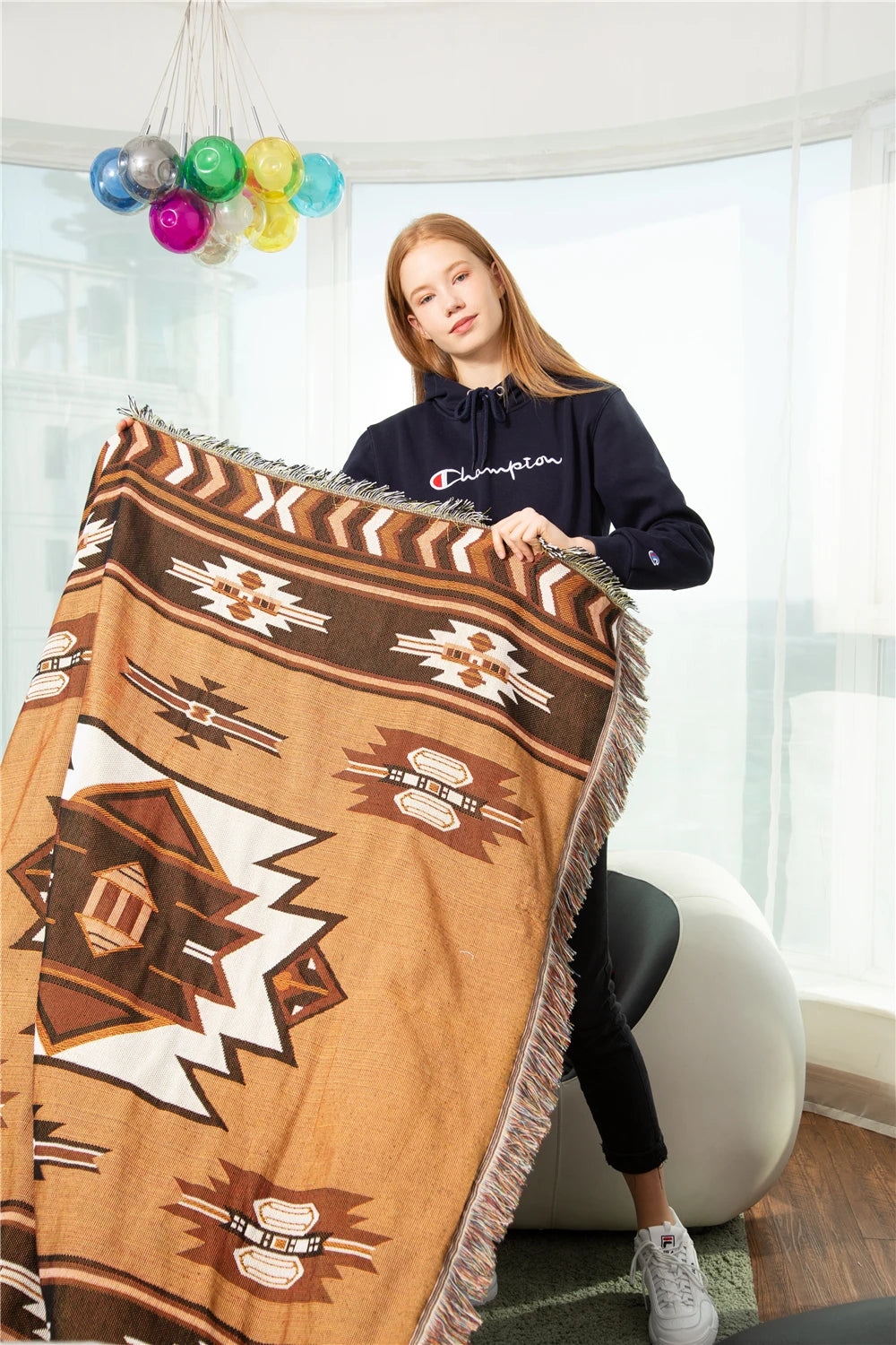 Couvre-lit indien jacquard multicolore