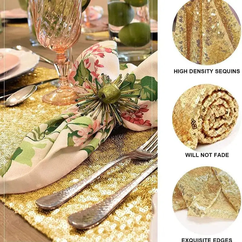 Chemin de table paillettes blanc pour anniversaire