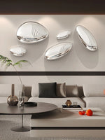Décoration murale moderne en acier inoxydable avec motif d'oie en pierre vue de face