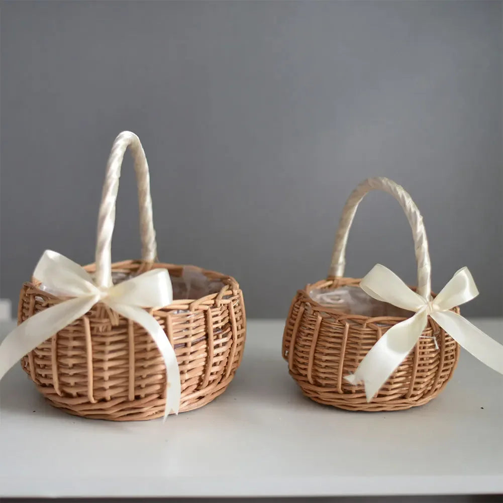 Panier tressé en osier vue de dessus
