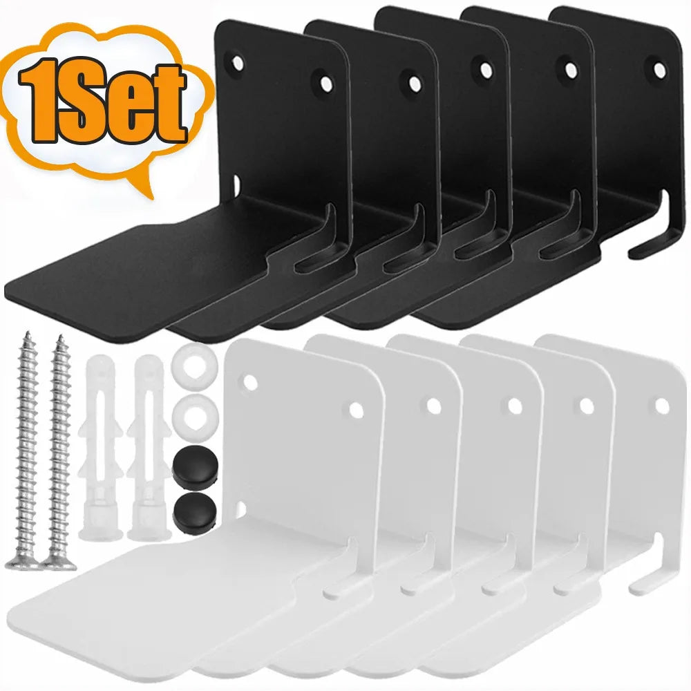 Étagère flottante invisible en acier inoxydable noir sur mur blanc