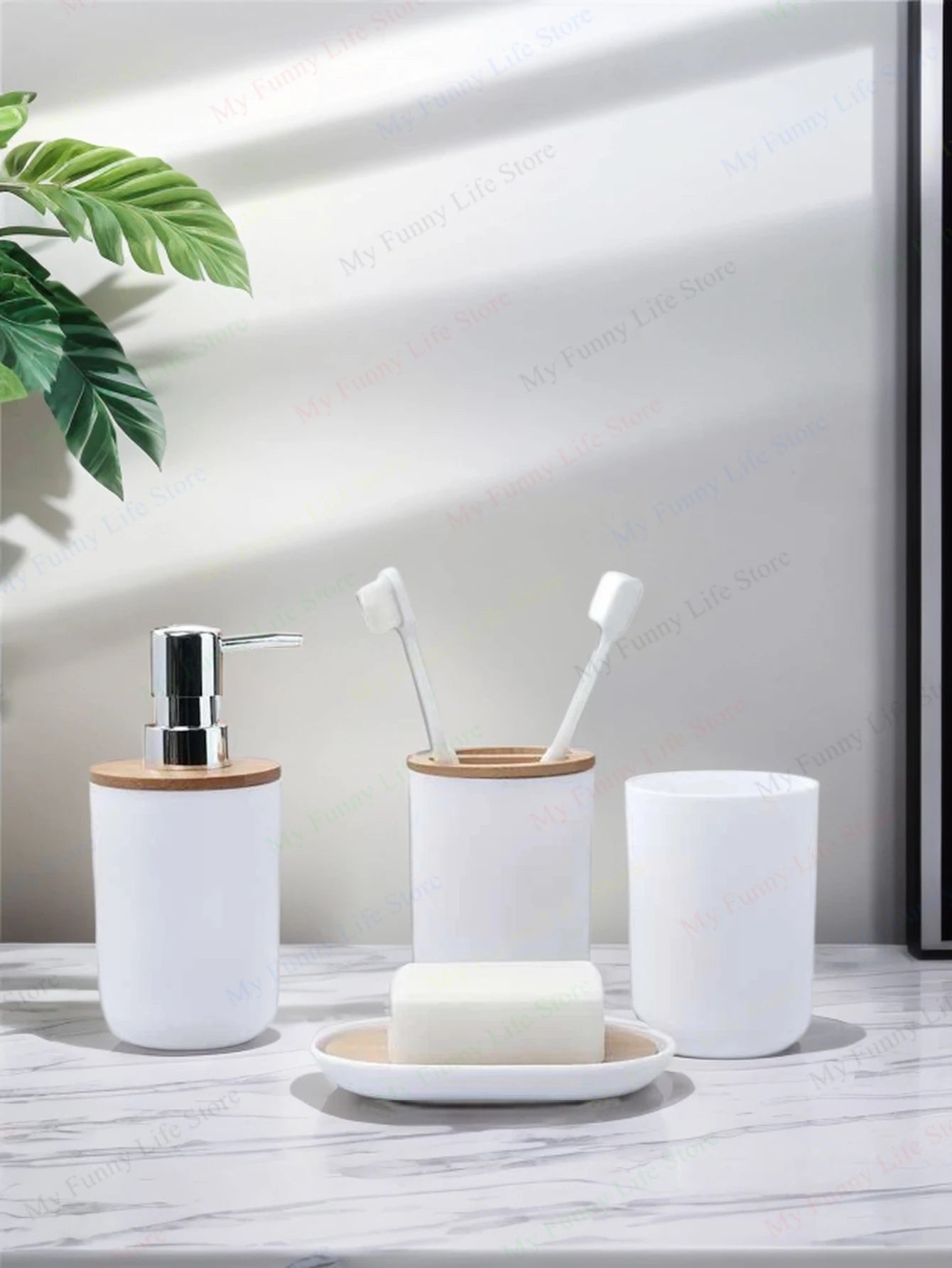 Ensemble accessoire salle de bain bambou noir