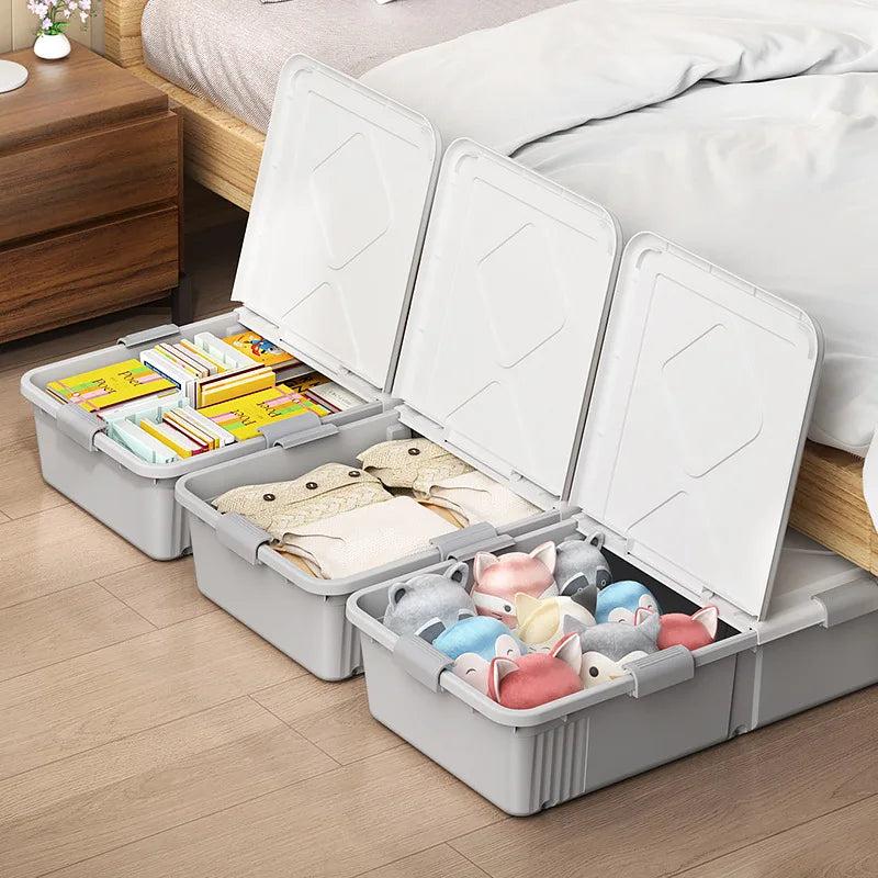 Boîte de rangement sous lit extra large en plastique avec roulettes