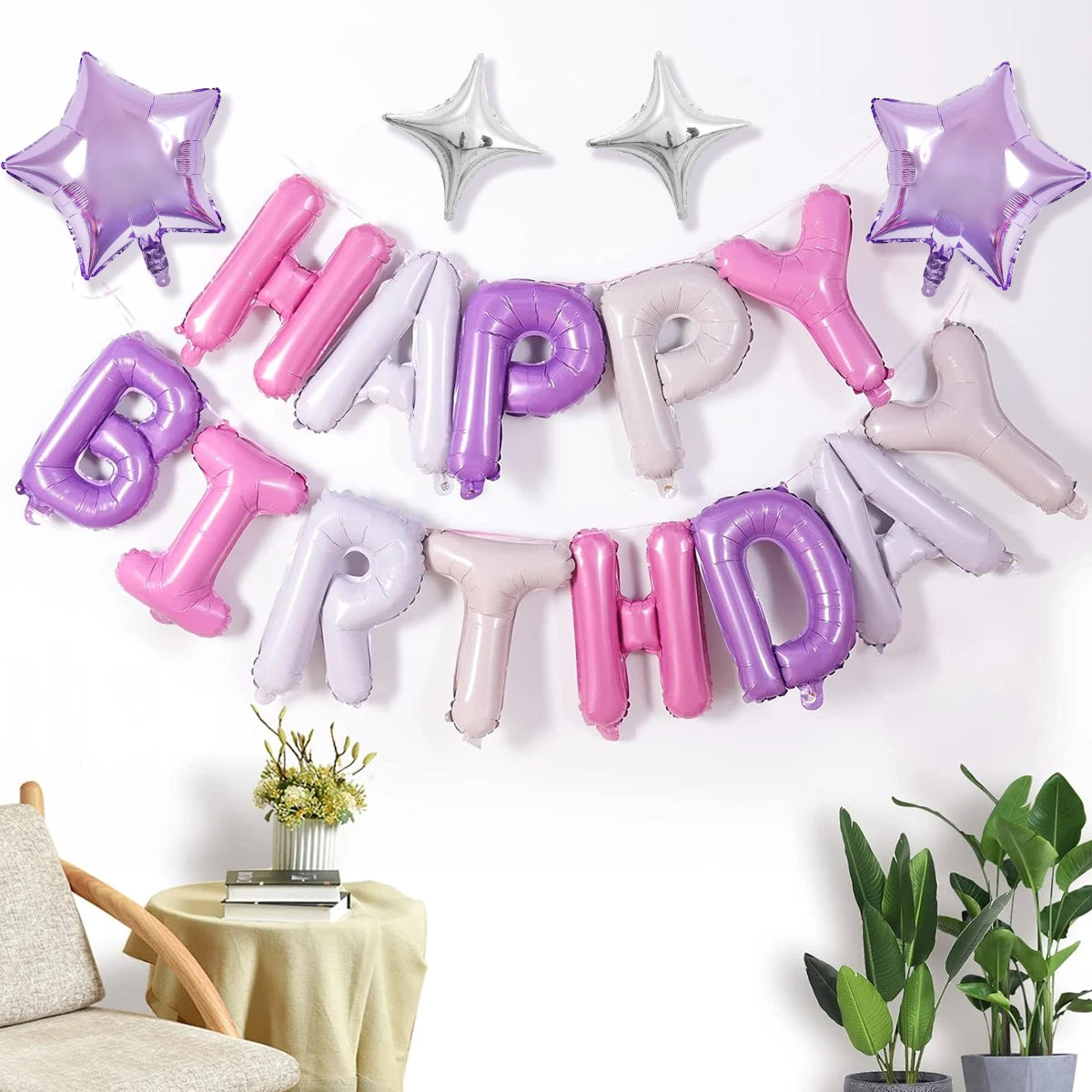 Décoration anniversaire thème papillon violet rose