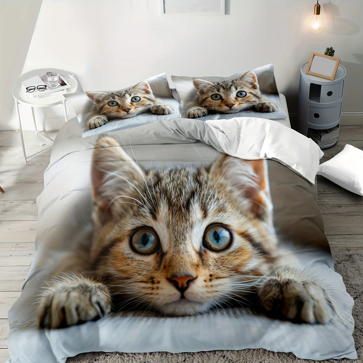 Parure de lit chat polyester doux chambre enfant