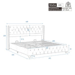 Lit capitonné 180x200 cm en velours beige avec tête de lit élégante dans une chambre moderne