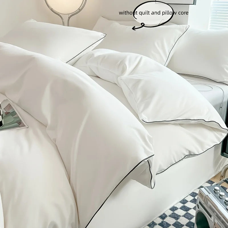 Parure de lit 3 pièces noire avec housse de couette et taies d'oreiller