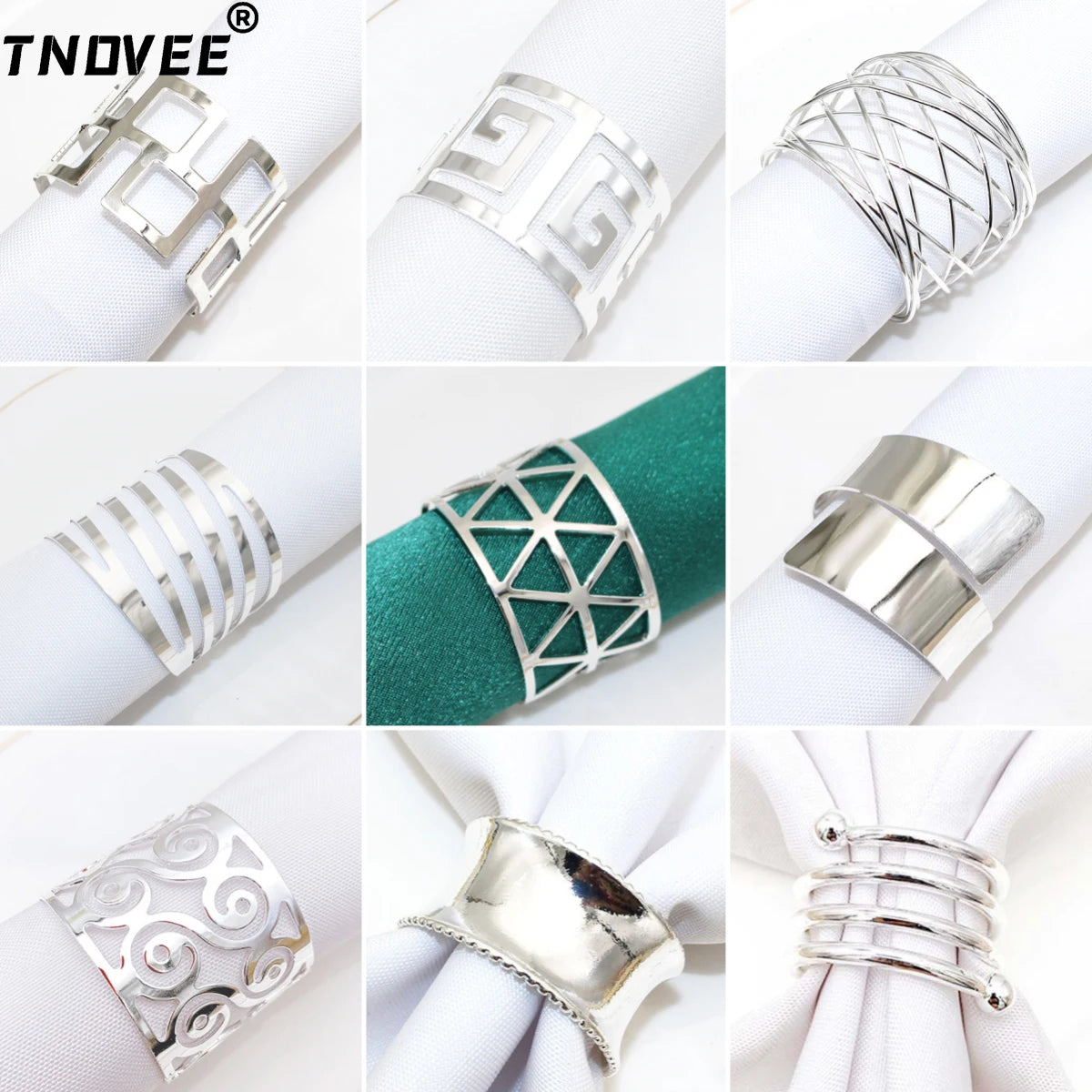Porte-serviettes en argent sur table de fête élégante