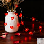 Guirlande lumineuse rouge en forme de cœur 20 LED