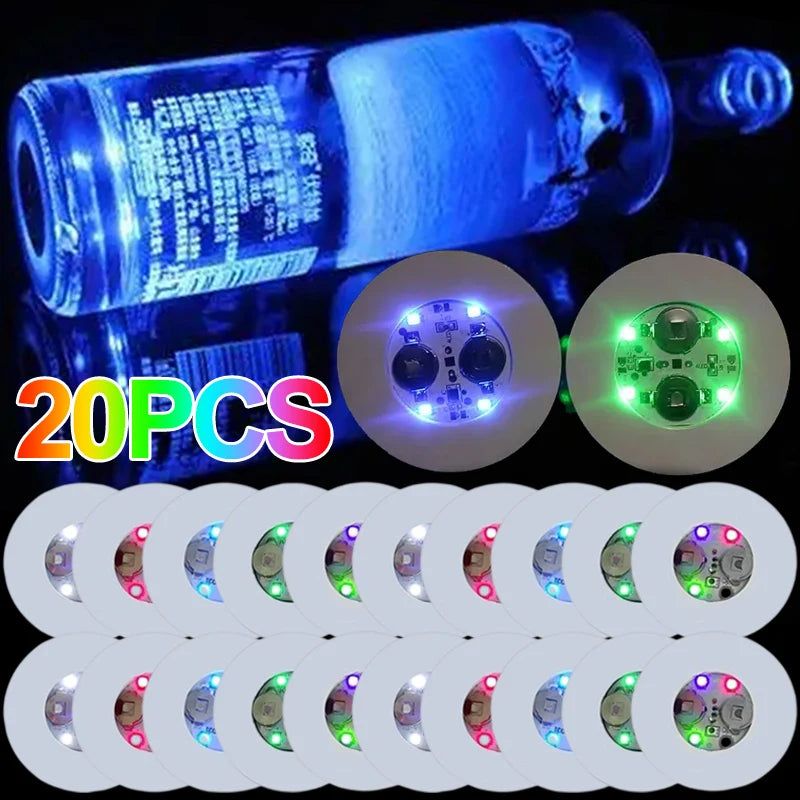 Sous verre lumineux LED autocollant bleu sur verre à cocktail