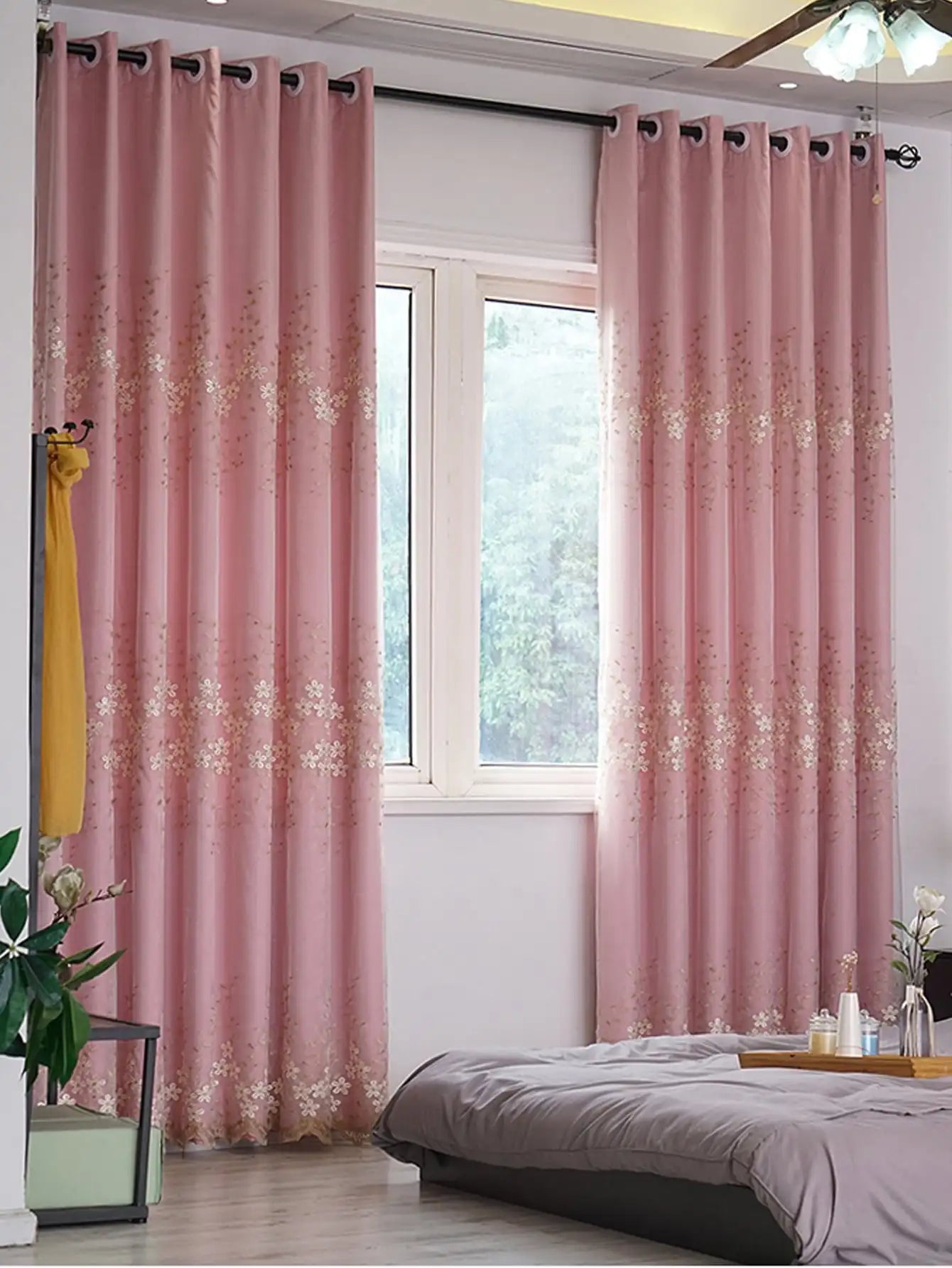 Rideau double couche avec ouverture bipartite gauche et droite