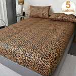 Drap-housse imprimé léopard en microfibre sur lit 140x190 cm
