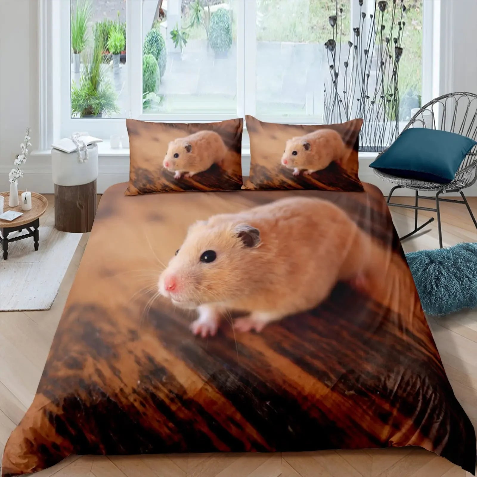 Détail du tissu polyester de la housse de couette hamster