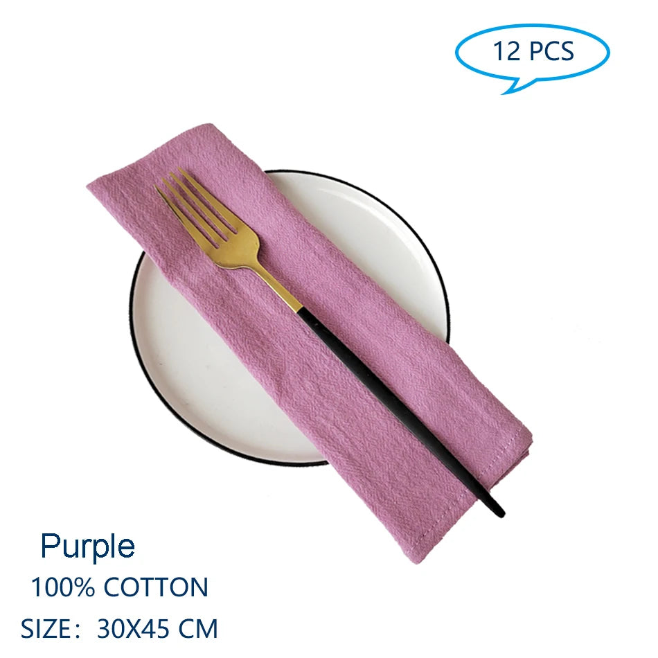 Serviette de table en coton de couleur pourpre de 30 x 45 cm, idéale pour une présentation élégante de la table.