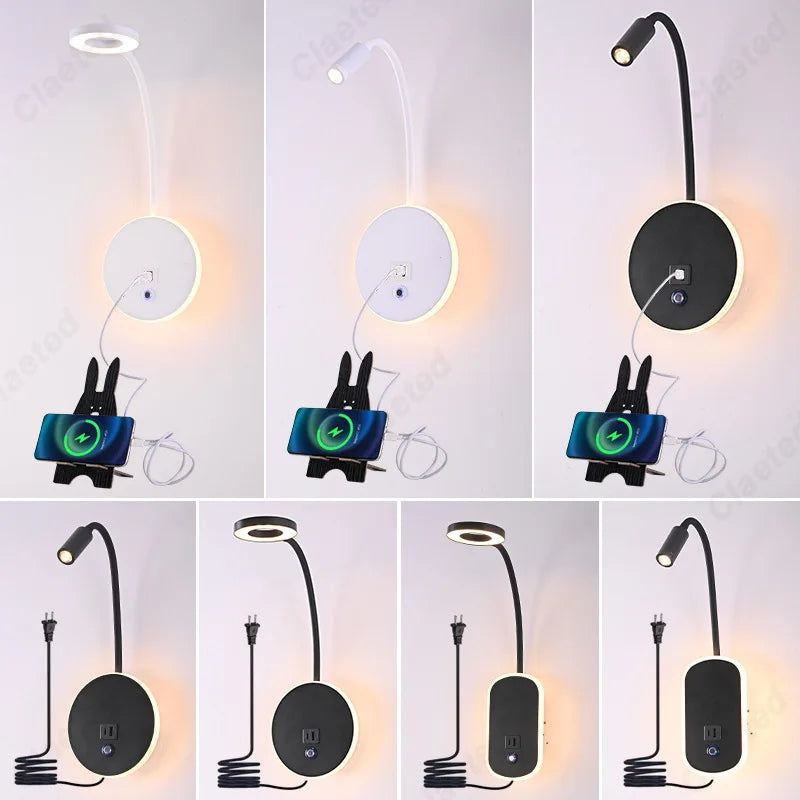 Applique murale LED rechargeable USB à angle réglable gris clair - Ombre Interieur
