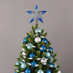 Topper étoile bleu saphir pour sapin de Noël