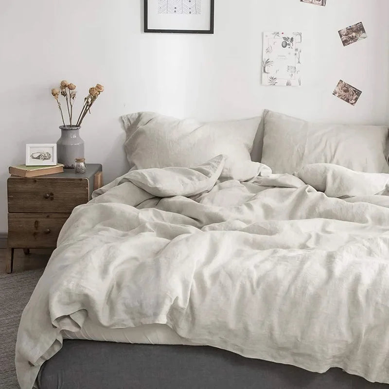 Housse de couette en lin 220x240 gris clair