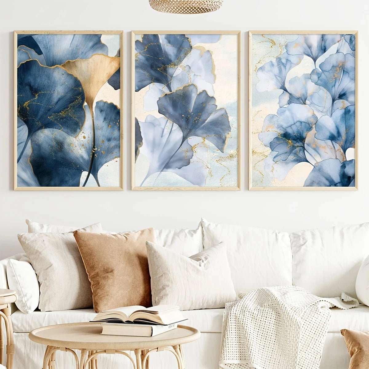 Décoration murale moderne bleu or sans cadre