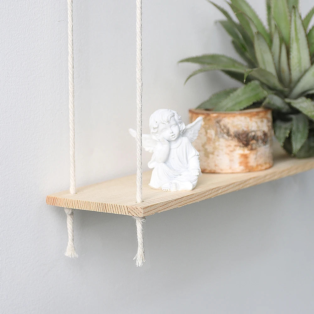 Étagère triangulaire macramé pour plante