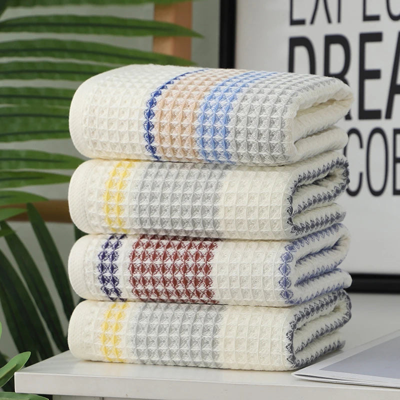 Serviette de bain épaisse en coton pur à rayures noires