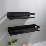 Étagère d'angle murale noire pour salle de bain avec rangement shampoing