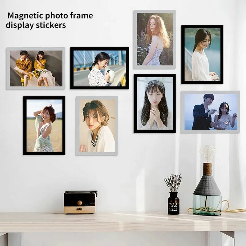 Cadre magnétique argent 50x70 avec photos épinglées