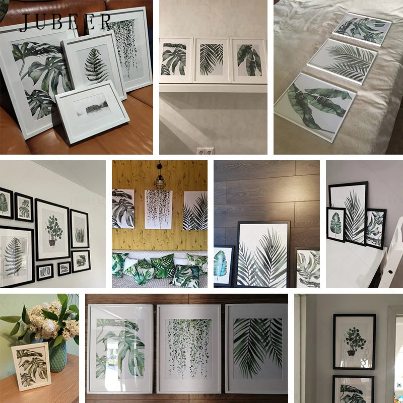 Détail des feuilles vertes décoratives sur toile impression haute qualité
