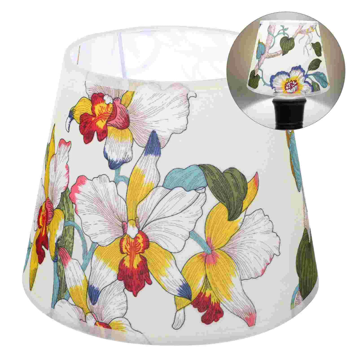 Abat-jour tissu floral rouge pour lampe de table