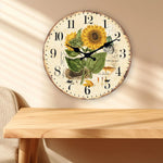 Horloge murale rétro tournesol blanc