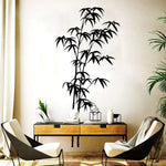 Autocollant mural arbre de bambou naturel sur mur blanc
