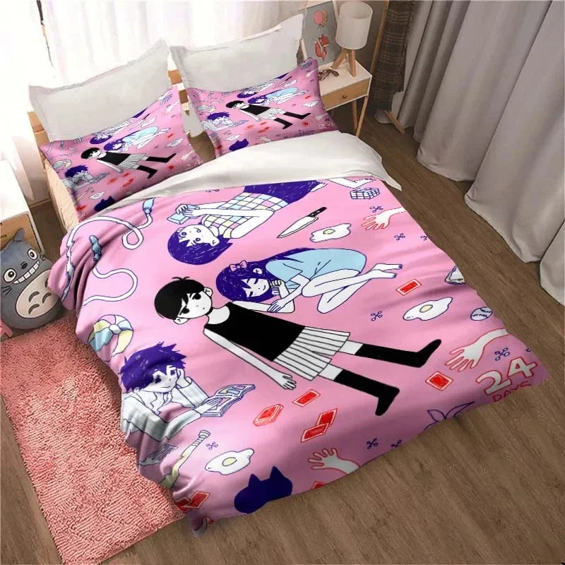 Housse de couette Omori taupe sur lit