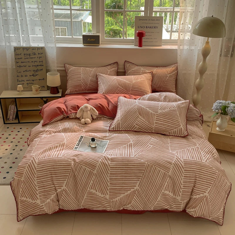 Détail du tissu jacquard brossé de la housse de couette
